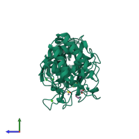 PDB entry 8tln coloured by chain, side view.