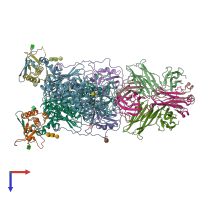 PDB entry 8tnn coloured by chain, top view.
