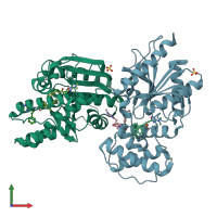 PDB entry 8try coloured by chain, front view.