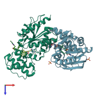 PDB entry 8try coloured by chain, top view.