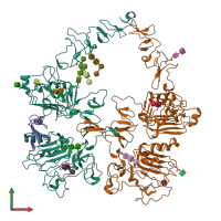 PDB entry 8u4l coloured by chain, front view.