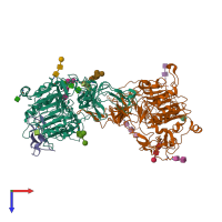 PDB entry 8u4l coloured by chain, top view.