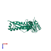 PDB entry 8u50 coloured by chain, top view.