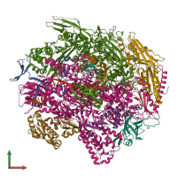 PDB entry 8ukt coloured by chain, front view.
