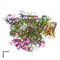 PDB entry 8ukt coloured by chain, top view.