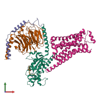 PDB entry 8unu coloured by chain, front view.