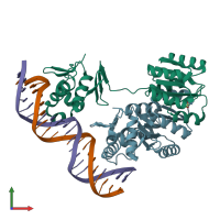 PDB entry 8uvk coloured by chain, front view.
