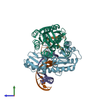 PDB entry 8uvk coloured by chain, side view.