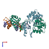 PDB entry 8uvk coloured by chain, top view.