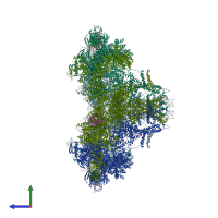 PDB entry 8uxf coloured by chain, side view.