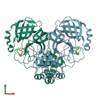 PDB entry 8v4u coloured by chain, front view.