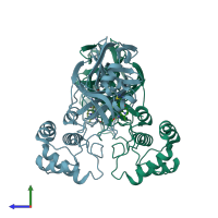 PDB entry 8v4u coloured by chain, side view.