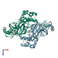 PDB entry 8v4u coloured by chain, top view.