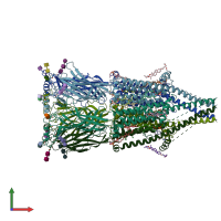 PDB entry 8v86 coloured by chain, front view.