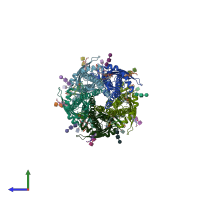 PDB entry 8v86 coloured by chain, side view.