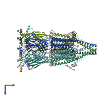 PDB entry 8v86 coloured by chain, top view.