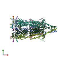 PDB entry 8v88 coloured by chain, front view.