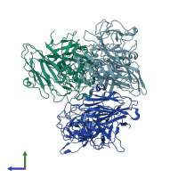PDB entry 8vgr coloured by chain, side view.