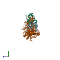 PDB entry 8w41 coloured by chain, side view.
