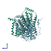 PDB entry 8w6n coloured by chain, side view.
