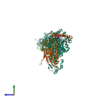 PDB entry 8wa5 coloured by chain, side view.