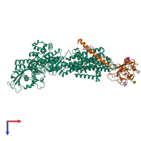 PDB entry 8wa5 coloured by chain, top view.