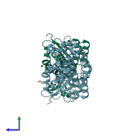 PDB entry 8x2s coloured by chain, side view.