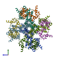 PDB entry 8x43 coloured by chain, side view.