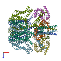 PDB entry 8x43 coloured by chain, top view.