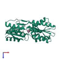 PDB entry 9abp coloured by chain, top view.