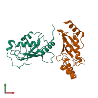 PDB entry 9biv coloured by chain, front view.