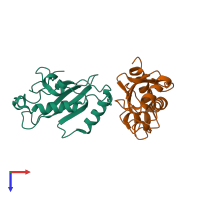 PDB entry 9biv coloured by chain, top view.