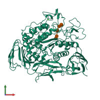 PDB entry 9cgt coloured by chain, front view.