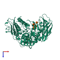 PDB entry 9cgt coloured by chain, top view.