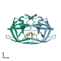 PDB entry 9hvp coloured by chain, front view.