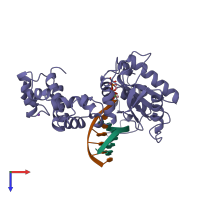 PDB entry 9icb coloured by chain, top view.