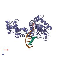 PDB entry 9icc coloured by chain, top view.