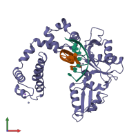 PDB entry 9ici coloured by chain, front view.