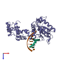 PDB entry 9ici coloured by chain, top view.