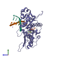 PDB entry 9ics coloured by chain, side view.
