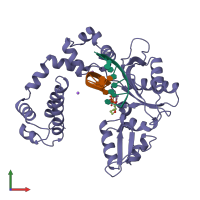 PDB entry 9icu coloured by chain, front view.