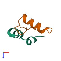 PDB entry 9ins coloured by chain, top view.