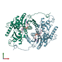 PDB entry 9ldt coloured by chain, front view.