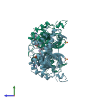 PDB entry 9ldt coloured by chain, side view.