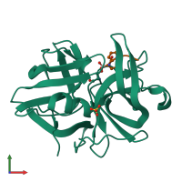 PDB entry 9lpr coloured by chain, front view.