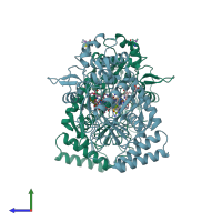 PDB entry 9nse coloured by chain, side view.