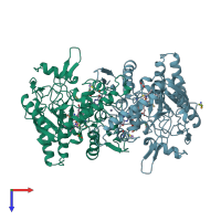 PDB entry 9nse coloured by chain, top view.