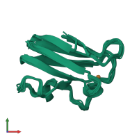 PDB entry 9pcy coloured by chain, ensemble of 16 models, front view.